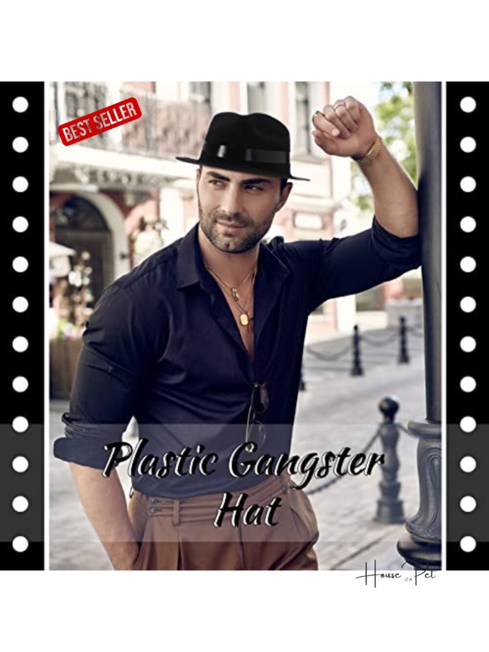 12 Plastic Gangster Costume Hats for 1920s Party - Picture 4 of 6